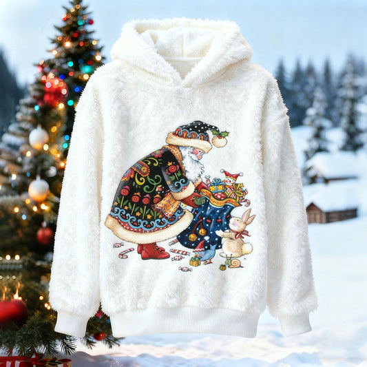 Comstylish Santa Claus And Bunny Pattern Warm Crew Neck Sweater