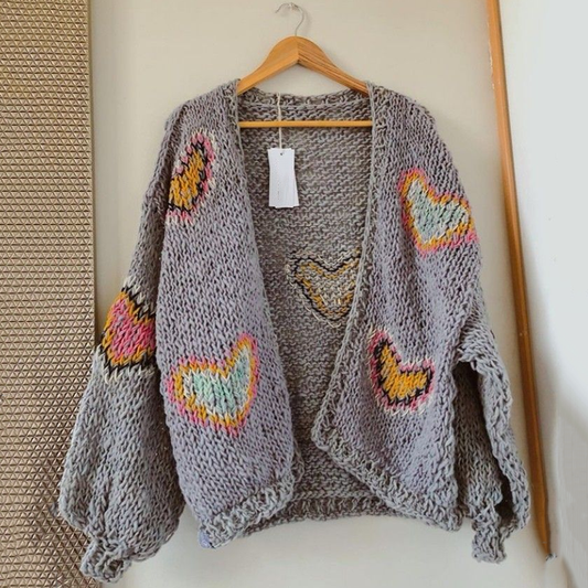Women's Valentine Heart Button Down Cozy Sweater elevenforest