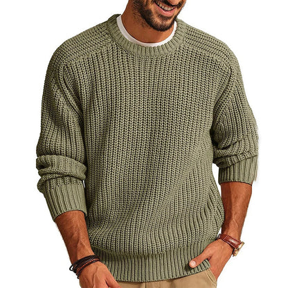 Men's Solid Color Long-sleeved Crew Neck Casual Sweater elevenforest