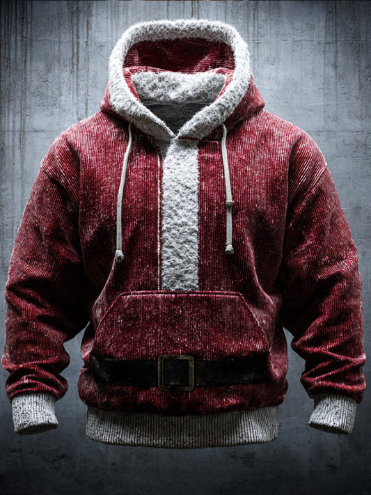 Comstylish Christmas Santa Claus Outfit With Spliced Hooded Sweater