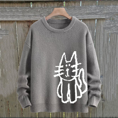 Women's Cat Knitted Art Cozy Sweater elevenforest