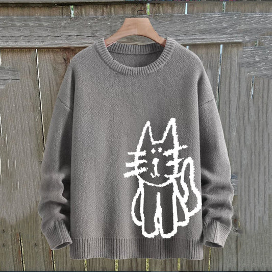 Women's Cat Knitted Art Cozy Sweater artswardrobe
