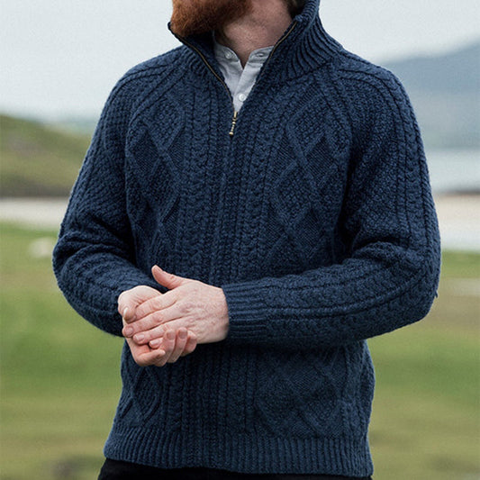 Men's Handmade Diamond Weave Aran Sweater elevenforest