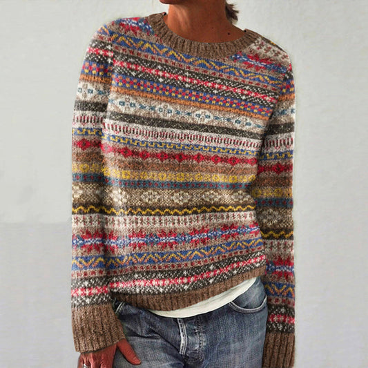 Vintage Iceland Pattern Warm Comfy Long Sleeve Sweater elevenforest