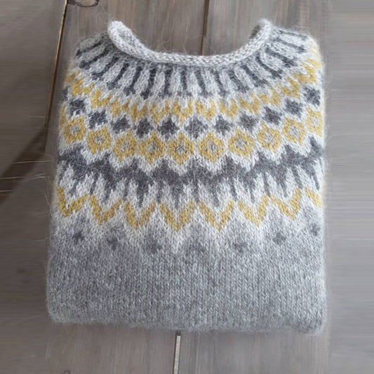 Vintage Geometry Icelandic Pattern Printed Knit Sweater elevenforest