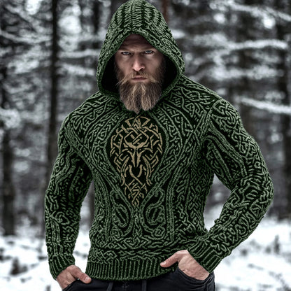 Men's Viking Metal Wolf Style Celtic Thick Hooded Sweater artswardrobe