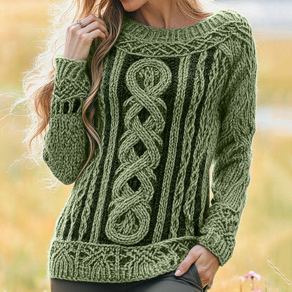 Women's Irish Vintage Celtic Knot Jacquard Sweater artswardrobe
