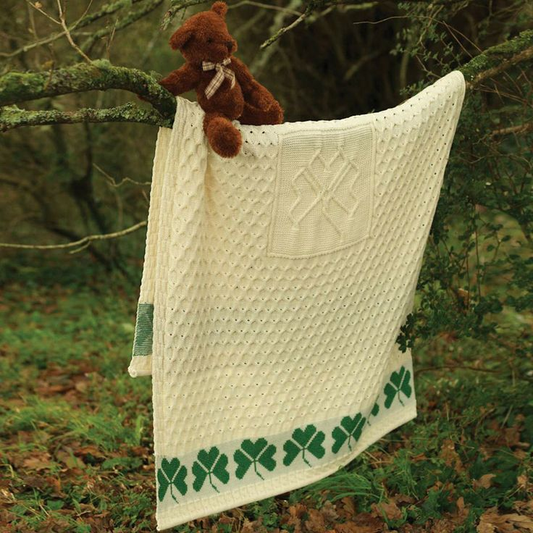 Irish Clover Aran Sweater Textured Blanket elevenforest