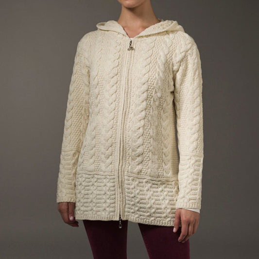 Celtic Knot Hooded Zip Aran Sweater elevenforest