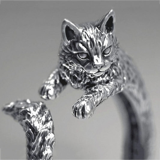 Angry Kitty Silver Ring
